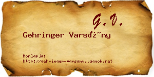 Gehringer Varsány névjegykártya